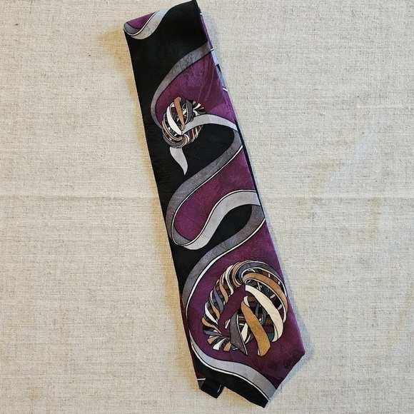 Pierre Cardin Vintage Paris Silk Abstract Mens Tie - Picture 2 of 5